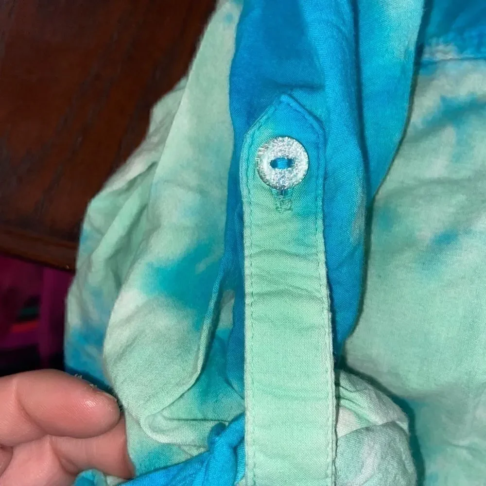 Girls justice tye dye bling button up